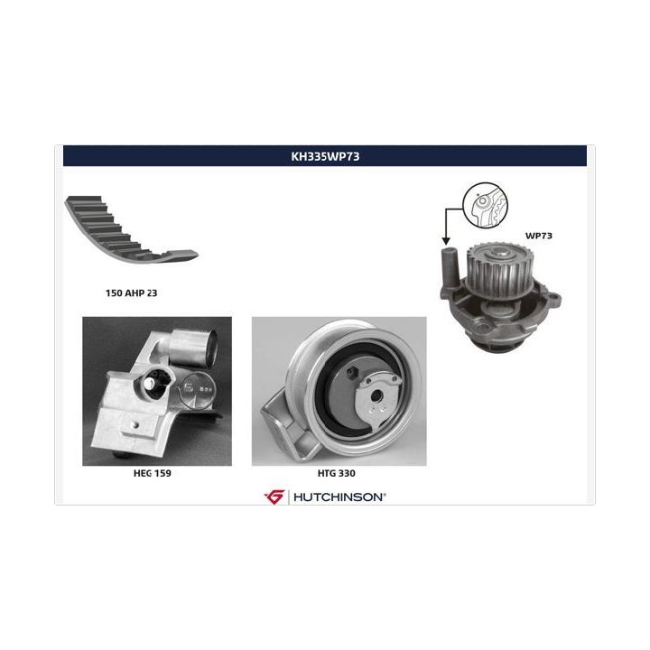 Vandens siurblio ir paskirstymo diržo komplektas HUTCHINSON KH 335WP73