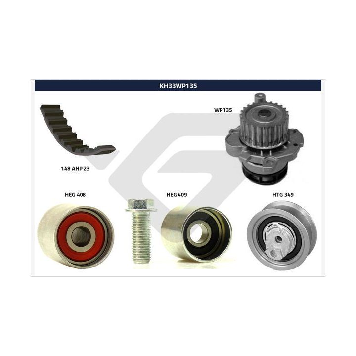 Vandens siurblio ir paskirstymo diržo komplektas HUTCHINSON KH 33WP135