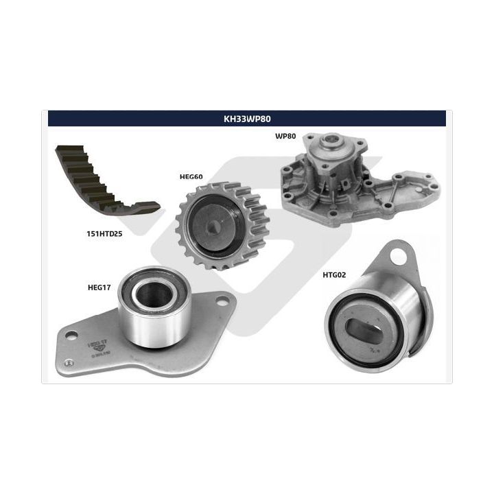 Vandens siurblio ir paskirstymo diržo komplektas HUTCHINSON KH 33WP80