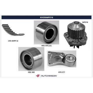 Vandens siurblio ir paskirstymo diržo komplektas HUTCHINSON KH 350WP216