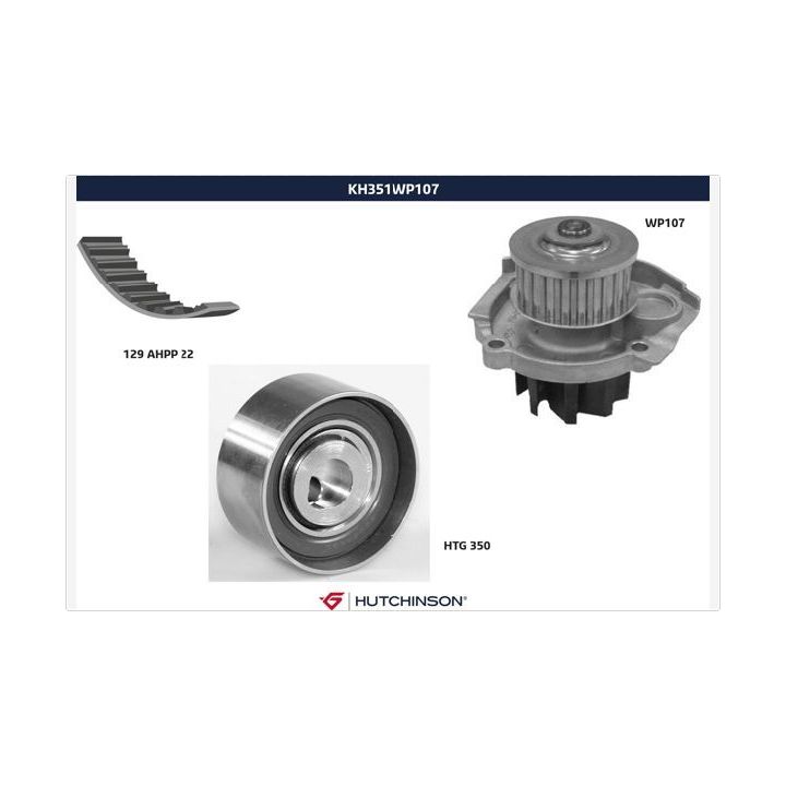 Vandens siurblio ir paskirstymo diržo komplektas HUTCHINSON KH 351WP107