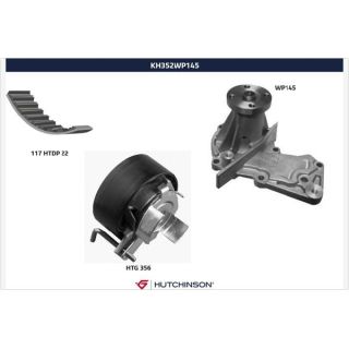 Vandens siurblio ir paskirstymo diržo komplektas HUTCHINSON KH 352WP145