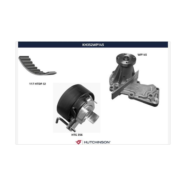 Vandens siurblio ir paskirstymo diržo komplektas HUTCHINSON KH 352WP145