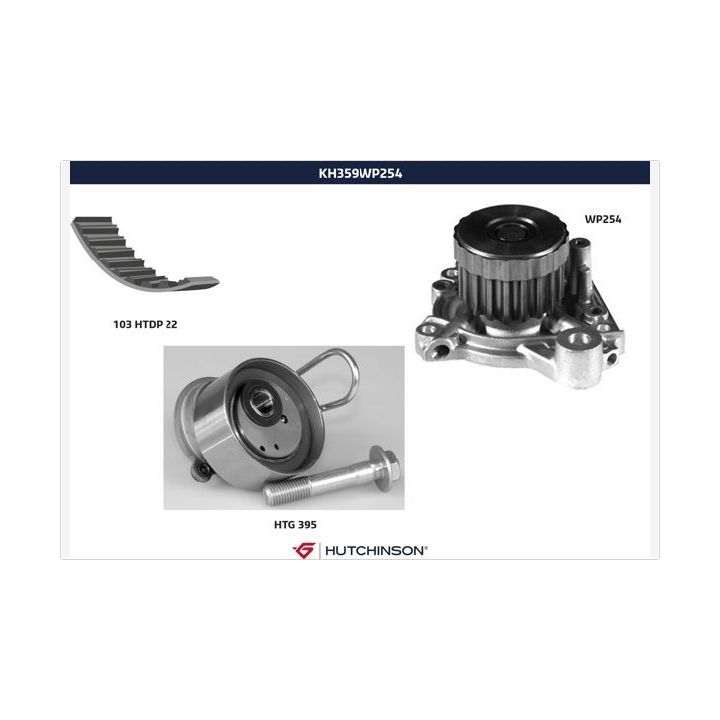 Vandens siurblio ir paskirstymo diržo komplektas HUTCHINSON KH 359WP254