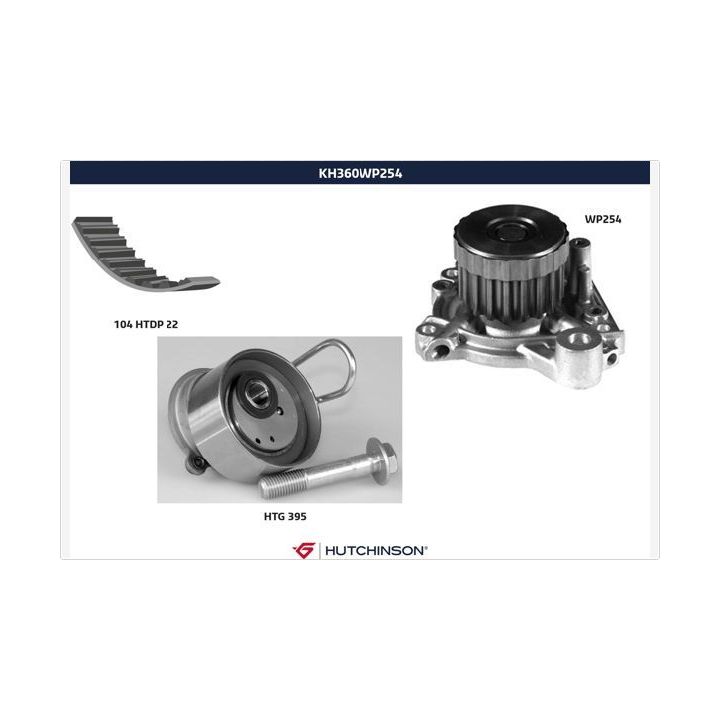 Vandens siurblio ir paskirstymo diržo komplektas HUTCHINSON KH 360WP254