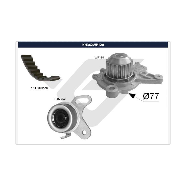 Vandens siurblio ir paskirstymo diržo komplektas HUTCHINSON KH 362WP120
