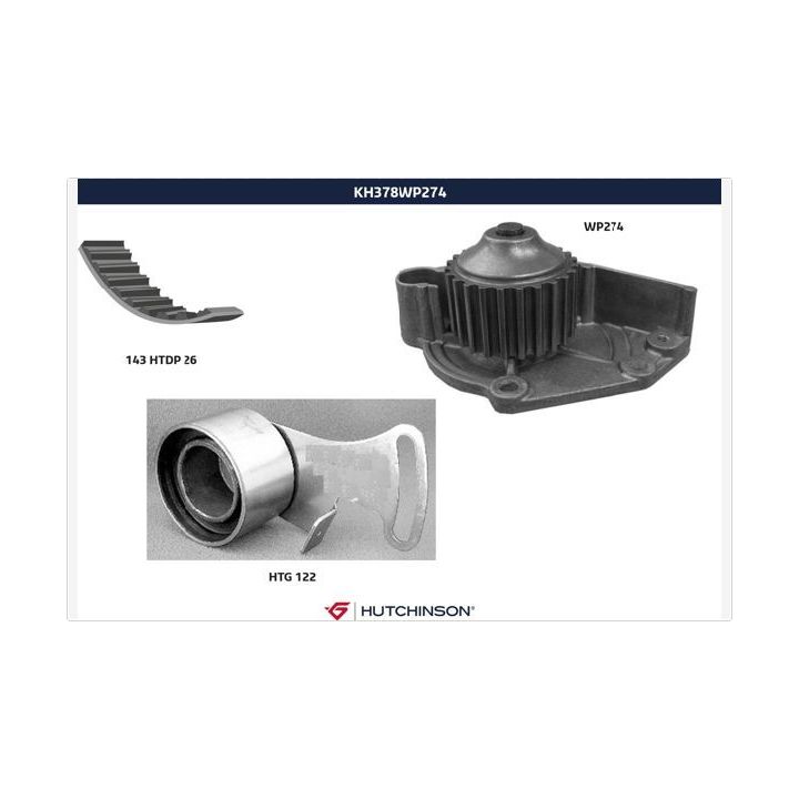 Vandens siurblio ir paskirstymo diržo komplektas HUTCHINSON KH 378WP274