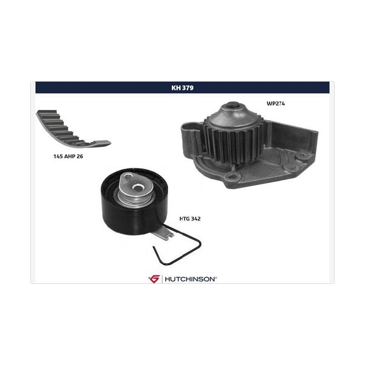 Vandens siurblio ir paskirstymo diržo komplektas HUTCHINSON KH 379WP274