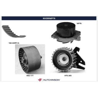 Vandens siurblio ir paskirstymo diržo komplektas HUTCHINSON KH 399WP76