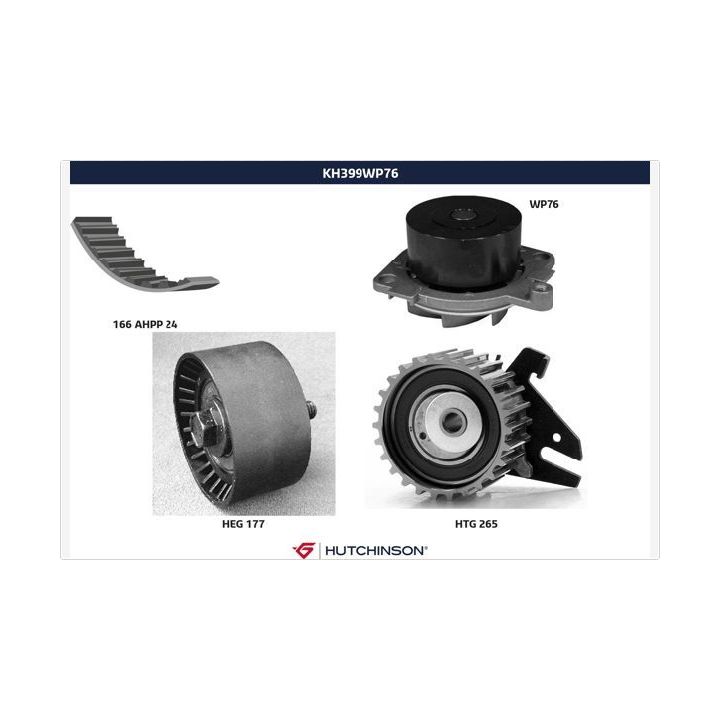 Vandens siurblio ir paskirstymo diržo komplektas HUTCHINSON KH 399WP76
