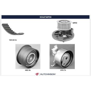 Vandens siurblio ir paskirstymo diržo komplektas HUTCHINSON KH 407WP50