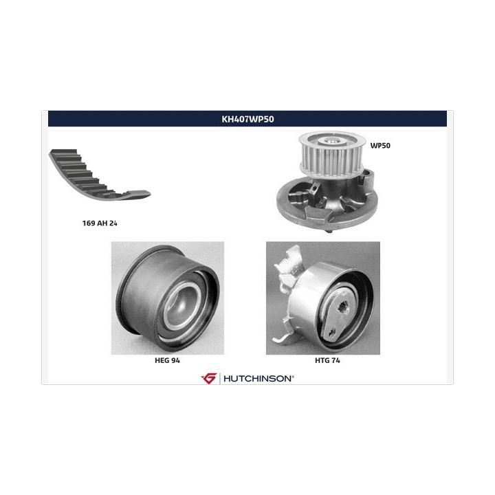 Vandens siurblio ir paskirstymo diržo komplektas HUTCHINSON KH 407WP50