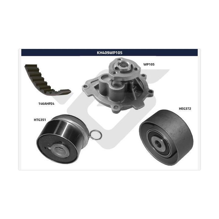 Vandens siurblio ir paskirstymo diržo komplektas HUTCHINSON KH 409WP105