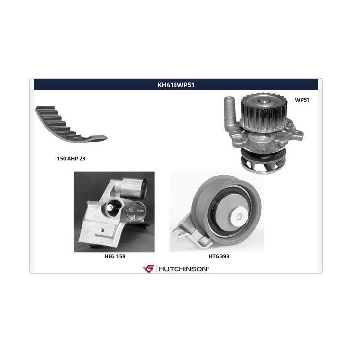 Vandens siurblio ir paskirstymo diržo komplektas HUTCHINSON KH 418WP51