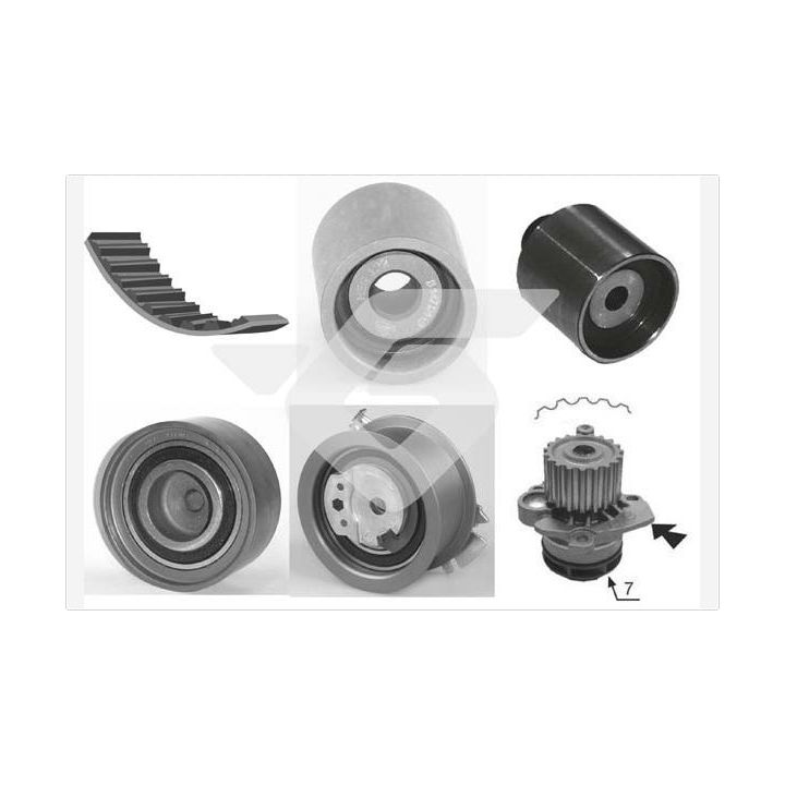 Vandens siurblio ir paskirstymo diržo komplektas HUTCHINSON KH 421WP67