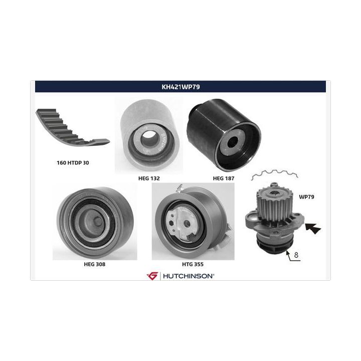 Vandens siurblio ir paskirstymo diržo komplektas HUTCHINSON KH 421WP79