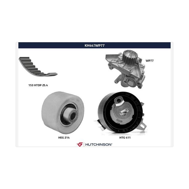 Vandens siurblio ir paskirstymo diržo komplektas HUTCHINSON KH 447WP77