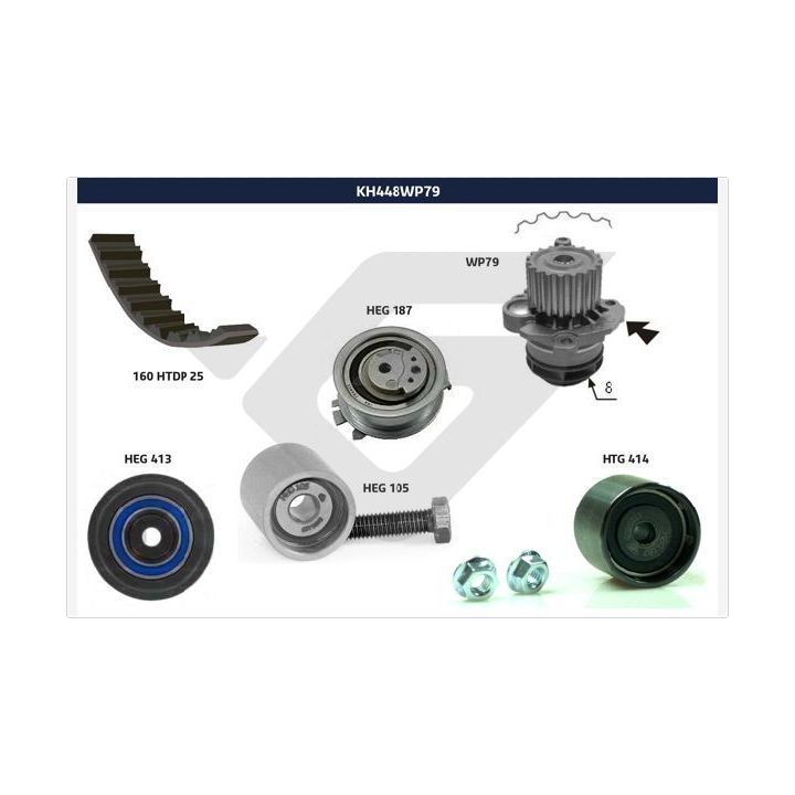 Vandens siurblio ir paskirstymo diržo komplektas HUTCHINSON KH 448WP79