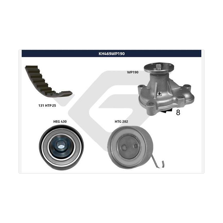 Vandens siurblio ir paskirstymo diržo komplektas HUTCHINSON KH 469WP190