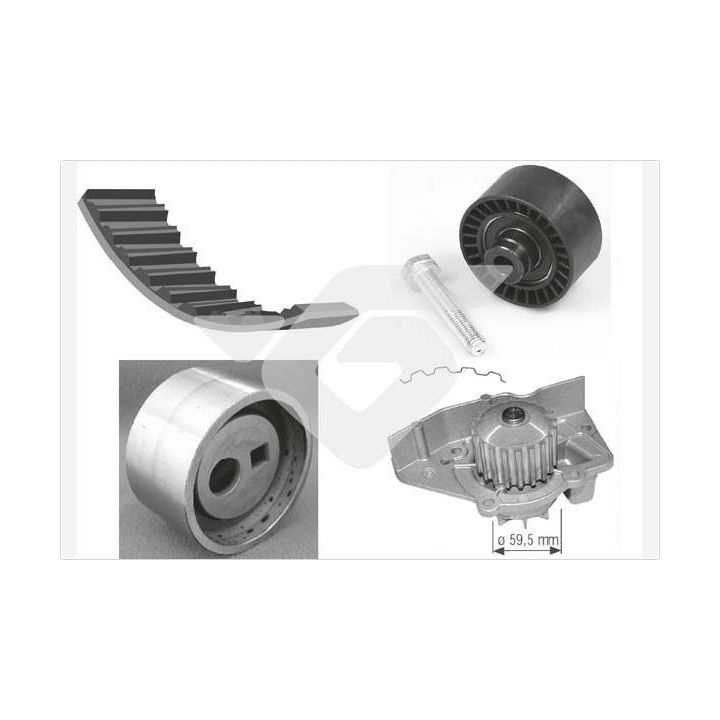 Vandens siurblio ir paskirstymo diržo komplektas HUTCHINSON KH 46WP27