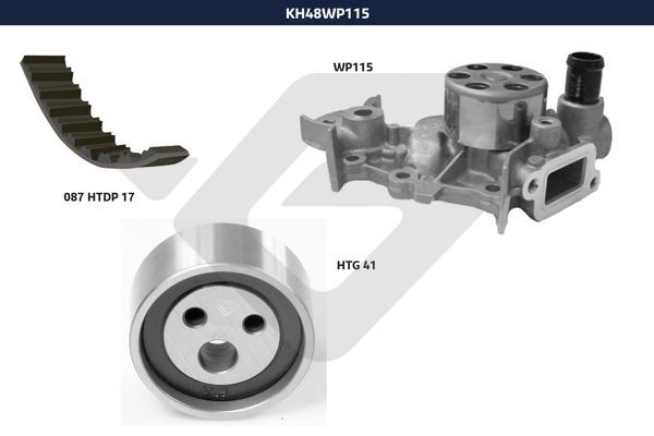Vandens siurblio ir paskirstymo diržo komplektas HUTCHINSON KH 48WP115