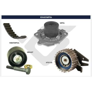 Vandens siurblio ir paskirstymo diržo komplektas HUTCHINSON KH 493WP54