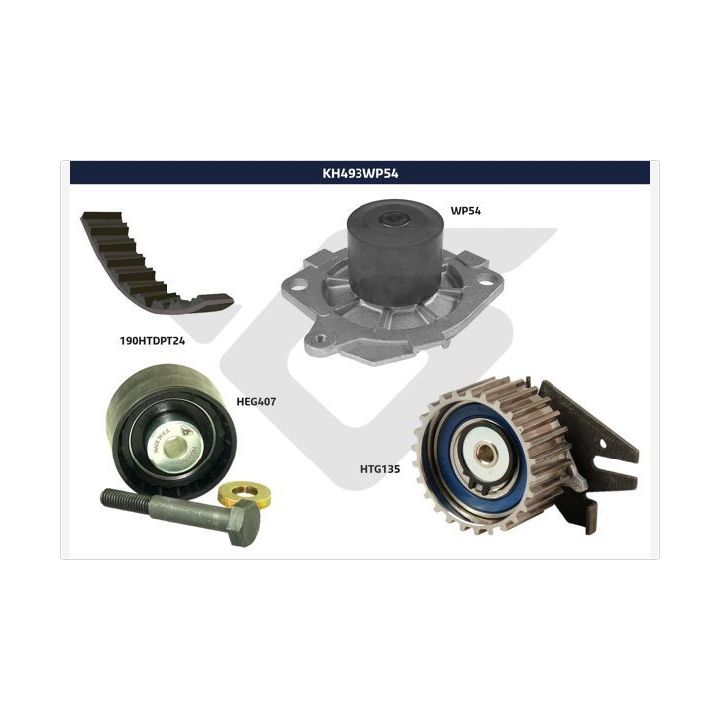 Vandens siurblio ir paskirstymo diržo komplektas HUTCHINSON KH 493WP54