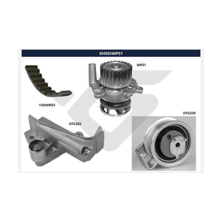 Vandens siurblio ir paskirstymo diržo komplektas HUTCHINSON KH 503WP51