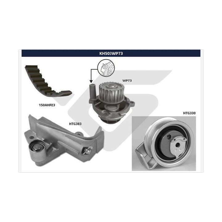 Vandens siurblio ir paskirstymo diržo komplektas HUTCHINSON KH 503WP73