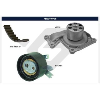 Vandens siurblio ir paskirstymo diržo komplektas HUTCHINSON KH 504WP78
