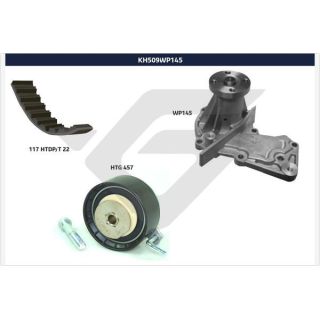 Vandens siurblio ir paskirstymo diržo komplektas HUTCHINSON KH 509WP145
