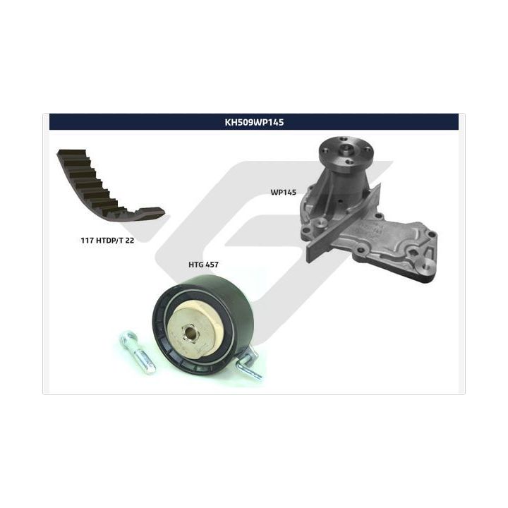 Vandens siurblio ir paskirstymo diržo komplektas HUTCHINSON KH 509WP145