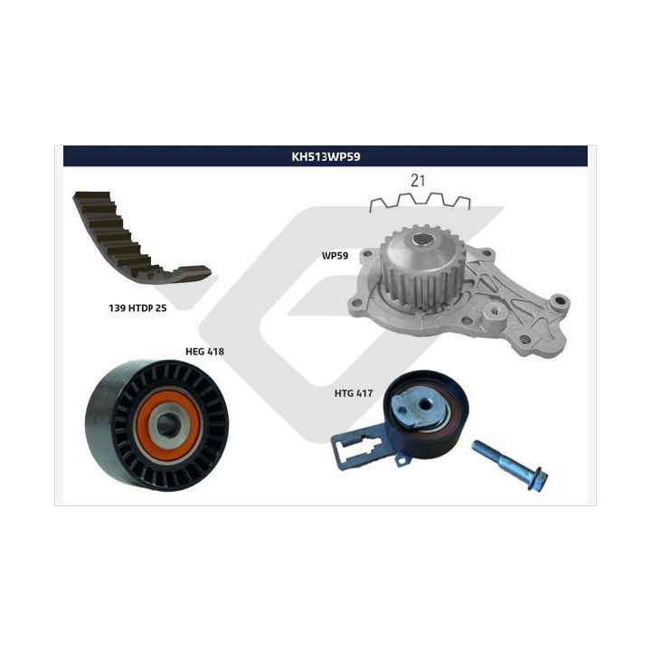 Vandens siurblio ir paskirstymo diržo komplektas HUTCHINSON KH 513WP59