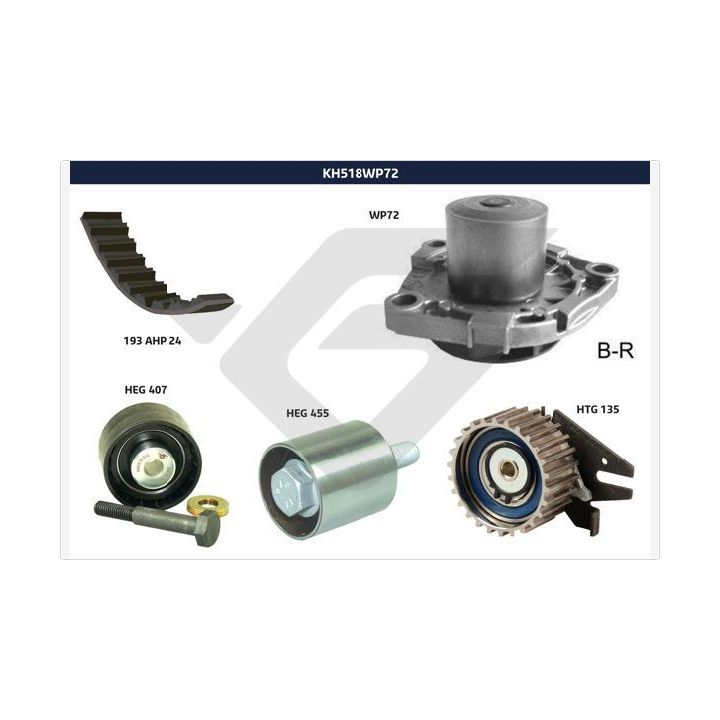 Vandens siurblio ir paskirstymo diržo komplektas HUTCHINSON KH 518WP72