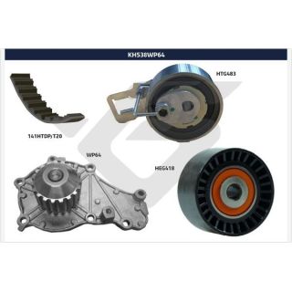Vandens siurblio ir paskirstymo diržo komplektas HUTCHINSON KH 538WP64