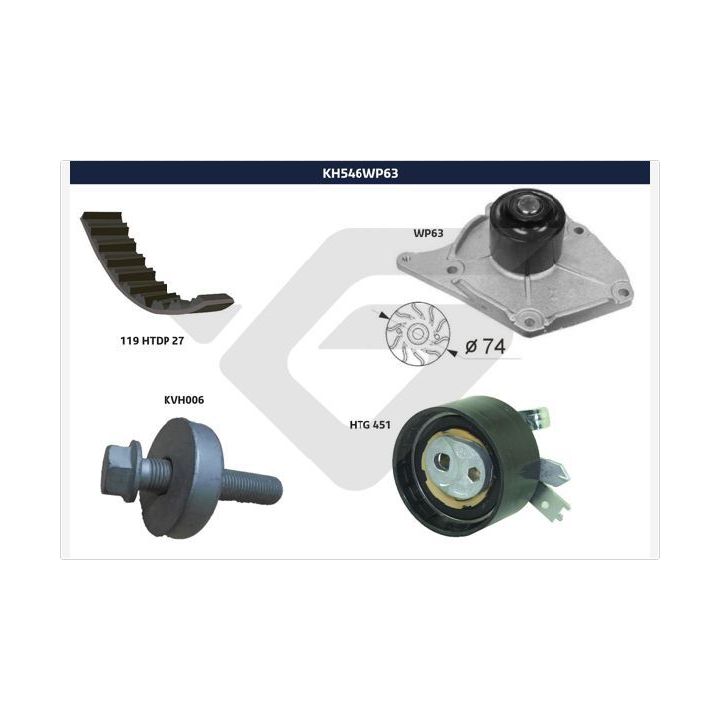 Vandens siurblio ir paskirstymo diržo komplektas HUTCHINSON KH 546WP63