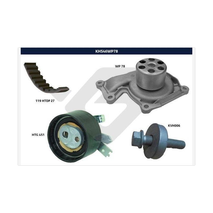 Vandens siurblio ir paskirstymo diržo komplektas HUTCHINSON KH 546WP78