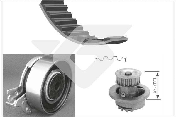 Vandens siurblio ir paskirstymo diržo komplektas HUTCHINSON KH 60WP02