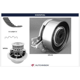 Vandens siurblio ir paskirstymo diržo komplektas HUTCHINSON KH 60WP264