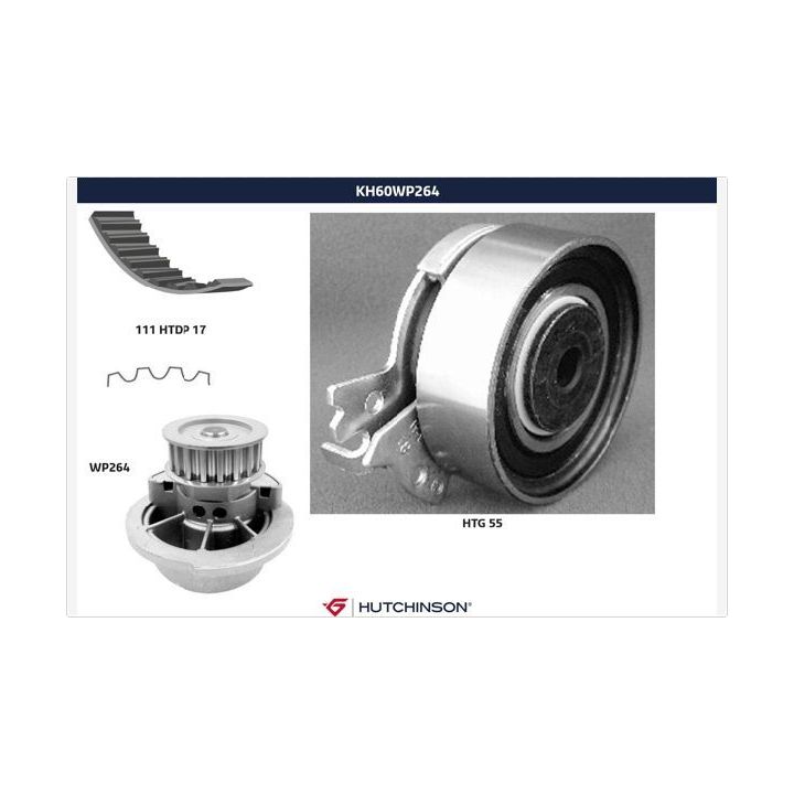 Vandens siurblio ir paskirstymo diržo komplektas HUTCHINSON KH 60WP264