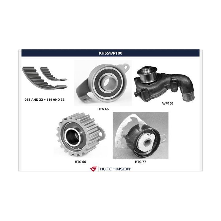 Vandens siurblio ir paskirstymo diržo komplektas HUTCHINSON KH 65WP100