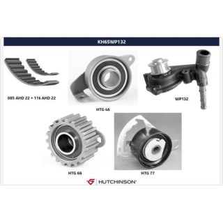 Vandens siurblio ir paskirstymo diržo komplektas HUTCHINSON KH 65WP132