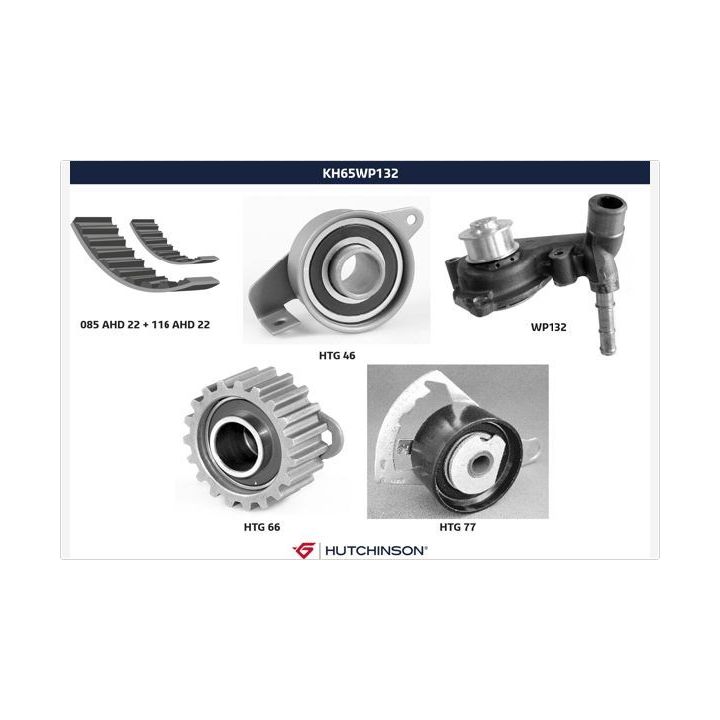 Vandens siurblio ir paskirstymo diržo komplektas HUTCHINSON KH 65WP132