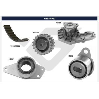 Vandens siurblio ir paskirstymo diržo komplektas HUTCHINSON KH 71WP80