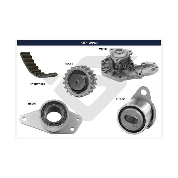 Vandens siurblio ir paskirstymo diržo komplektas HUTCHINSON KH 71WP80
