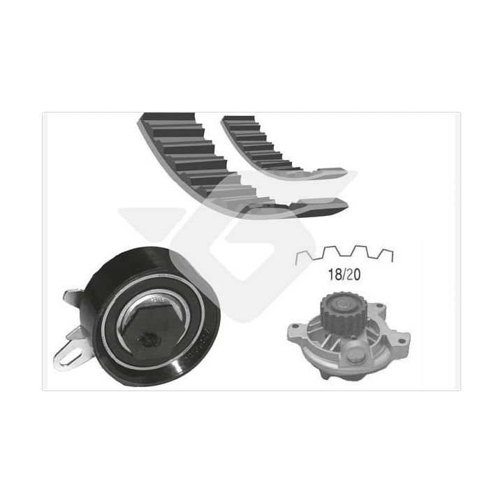 Vandens siurblio ir paskirstymo diržo komplektas HUTCHINSON KH 73WP61