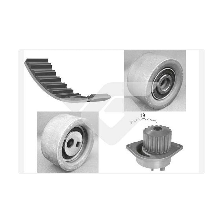 Vandens siurblio ir paskirstymo diržo komplektas HUTCHINSON KH 79WP37