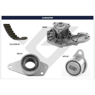 Vandens siurblio ir paskirstymo diržo komplektas HUTCHINSON KH 89WP80