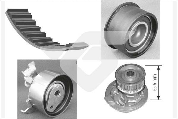Vandens siurblio ir paskirstymo diržo komplektas HUTCHINSON KH 96WP20