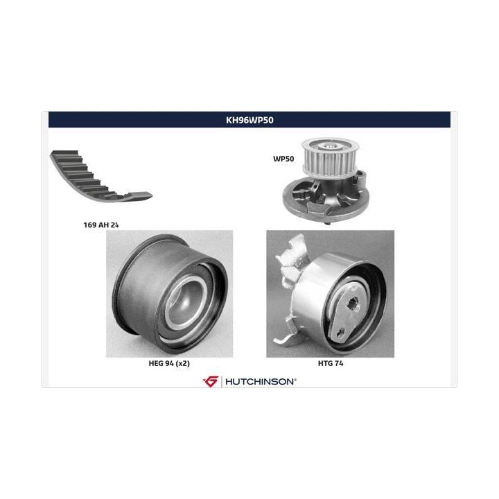 Vandens siurblio ir paskirstymo diržo komplektas HUTCHINSON KH 96WP50